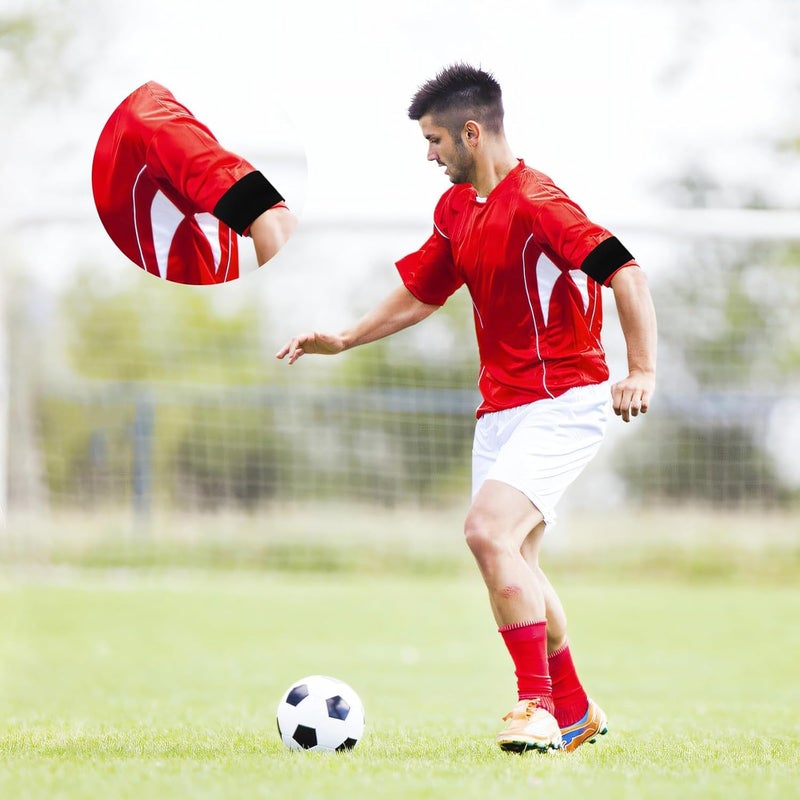 Pretwad 4 pcs Funeral Mourning Band, Black Soccer Football Captains Armband, 1.96 x 11.81 Inch Black Elastic Arm Band Adjustable Leader Armband, Team Sport Armbands Soccer Armbands for Basketball Volleyball - Image 3